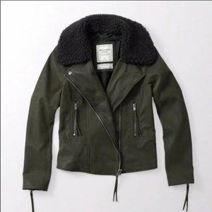 Abercrombie & Fitch Vegan Leather Olive Jacket